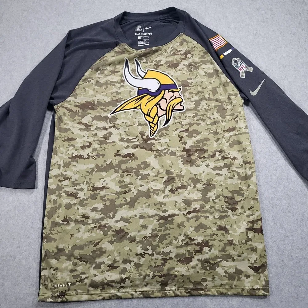 Minnesota‎ Vikings Nike On Field Salute To Service Mens Medium 3/4 Sleeve Shirt